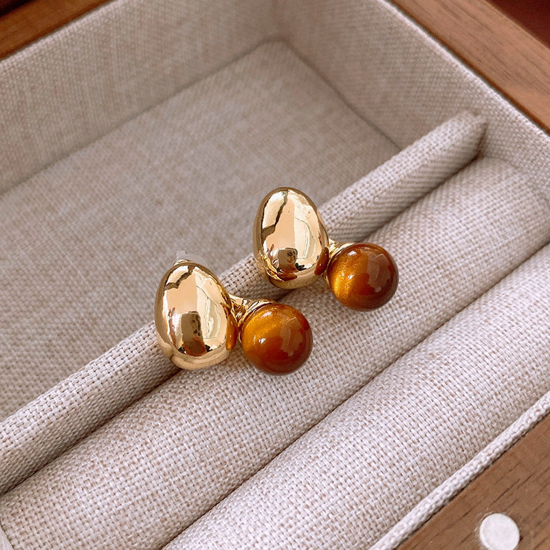 Silver Needle Brushed Metal Earrings For Women Minimalist Stud Earrings European American Fashion