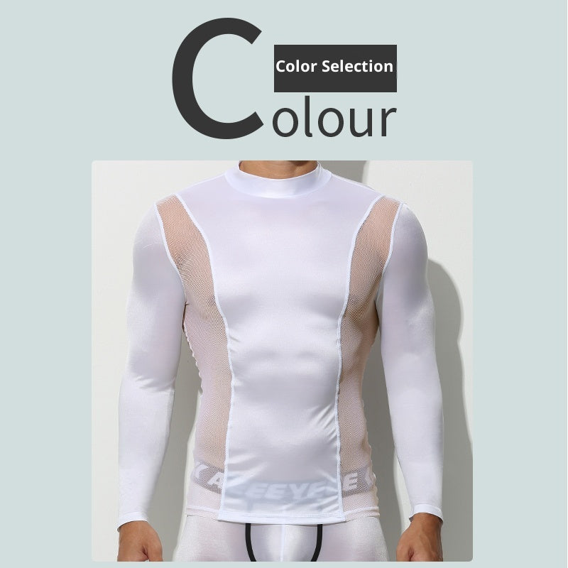 Men's Ice Silk Thin High Elastic Shaping Tight Fitness Sports Leggings