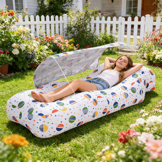 Outdoor Inflatable Bed With A Sunshade Umbrella
