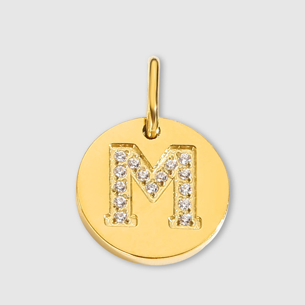 Diamond-Encrusted Jewelry Accessories Stainless Steel Letter Pendant