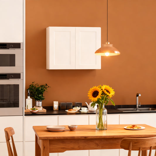 White Shaker Solid Wood Wall Cabinet With Soft-Close Doors, Adjustable Shelves - 27  Double Door Storage For Kitchen, Bathroom, Laundry, Garage  Easy Assembly, 27 W X 12 D X 30 H
