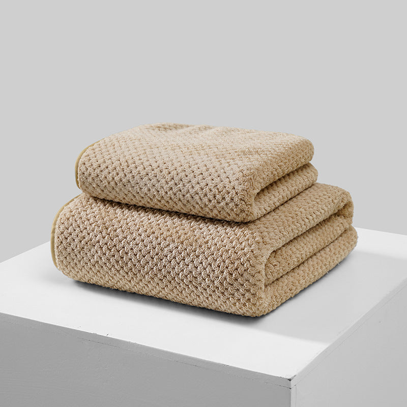 Coral Fleece Pineapple-check Soft Bath Towel