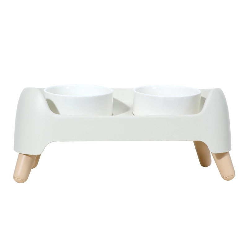 Ceramic Cat Bowl Pet Drinking And Feeding Double Bowl