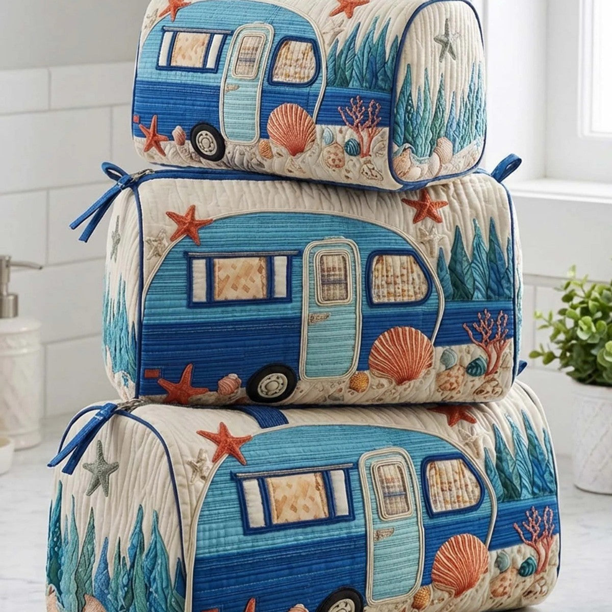 Printed Storage Makeup Three-Piece Set Multifunctional Bag