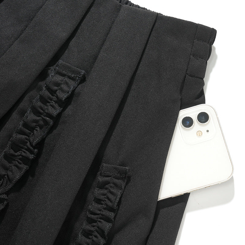 New Commuter Skirt Figure-flattering Black Fashion Pleated Maxi A-line Dress