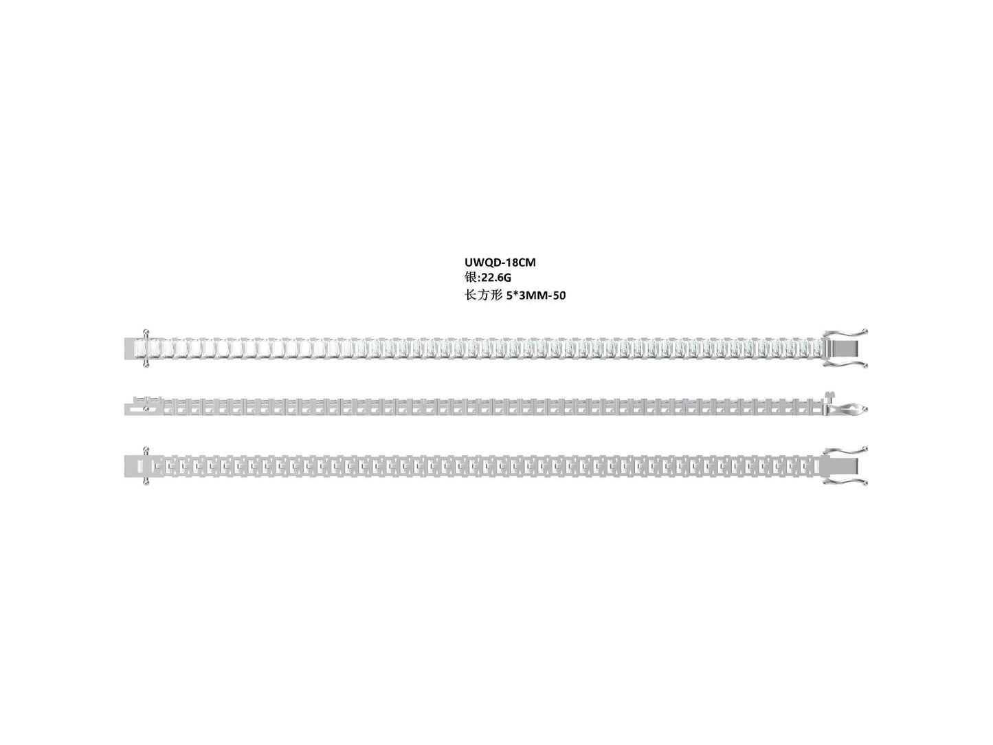 S925 Sterling Silver 5x3mm Baguette Cut Moissanite Tennis Bracelet D Color VVS1 16-18-20cm GRA Certified Platinum Plated Gift Box