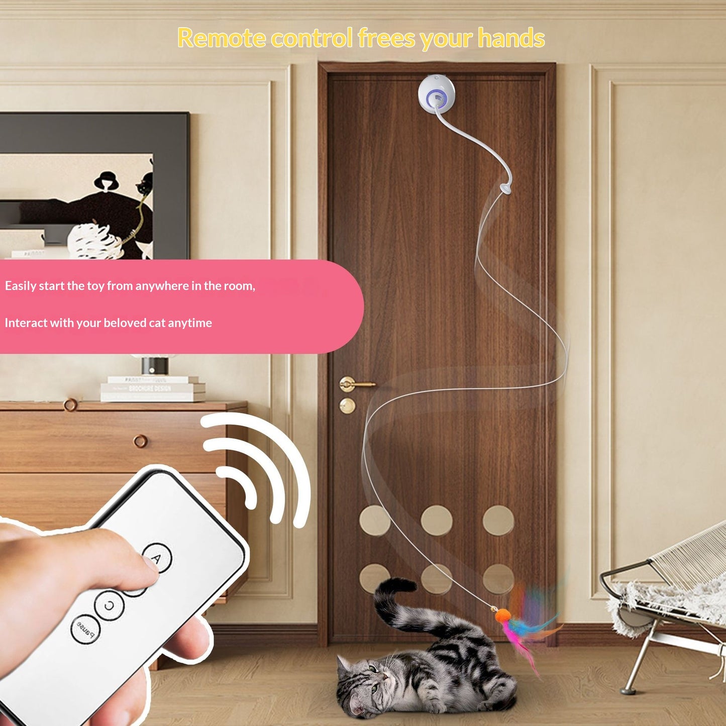 Smart Cat Teaser Stick Interactive Toy Door Hanging With Remote