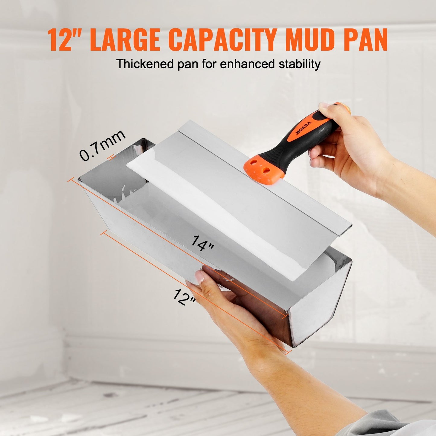 Drywall Knife Set, 6 PCS Drywall Tools Includes 3in Painter Scraper, Two Putty Knives,  Two Taping Knives And 12in Mud Pan, Stainless Steel Spackle Tool, Drywall Finishing Tools For Home