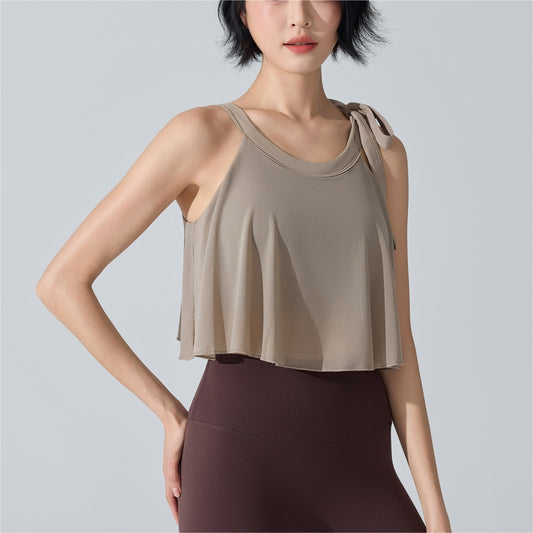 Womens Underwear Beautiful Back Anti-Shock One-Piece Fixed-Cup Mesh Bra Vest Fitness Yoga Wear