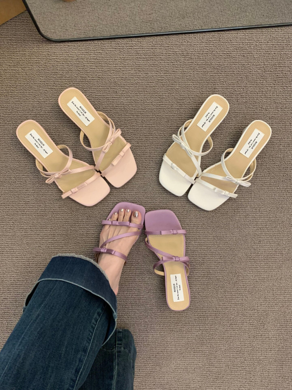 2026 Niche Design Open Toe Women Slide Sandals, Square Toe Block Heel One Strap Outdoor Summer Elevated Slippers