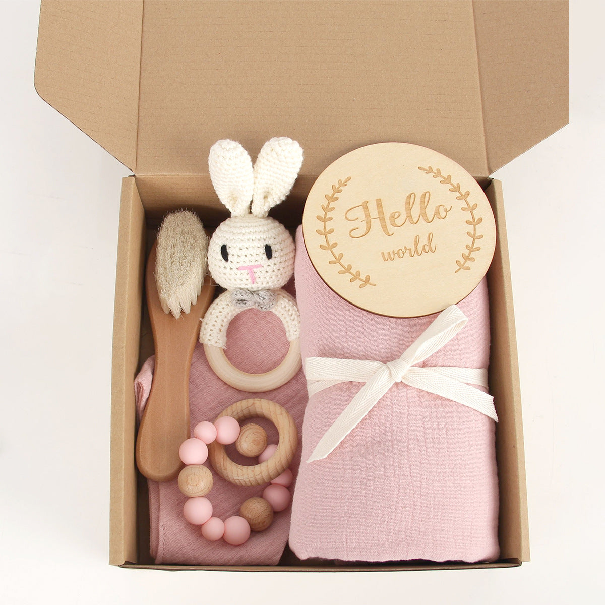 Gift Box Bib Set Creative Silicone Bead Pacifier Clip Party Favors