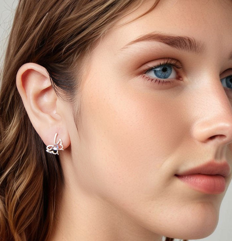 Original Smart Moonstone Butterfly Studs Female Mori Style