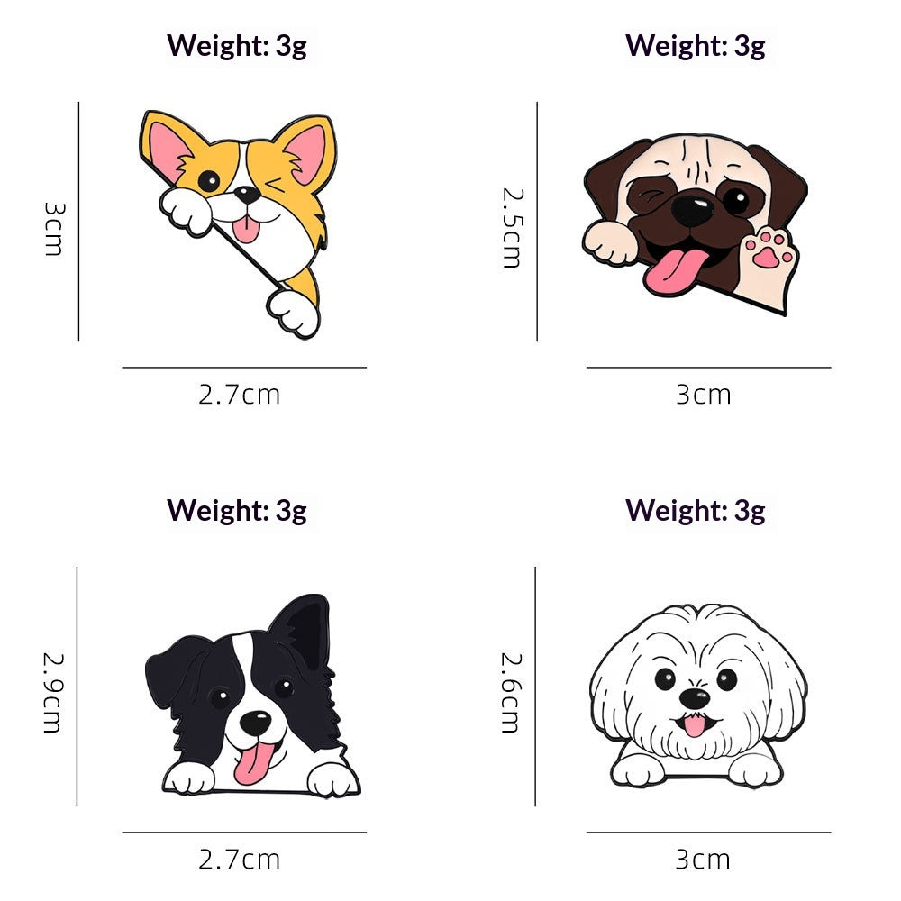 Cute Corgi And Border Collie Pet Dog Brooch