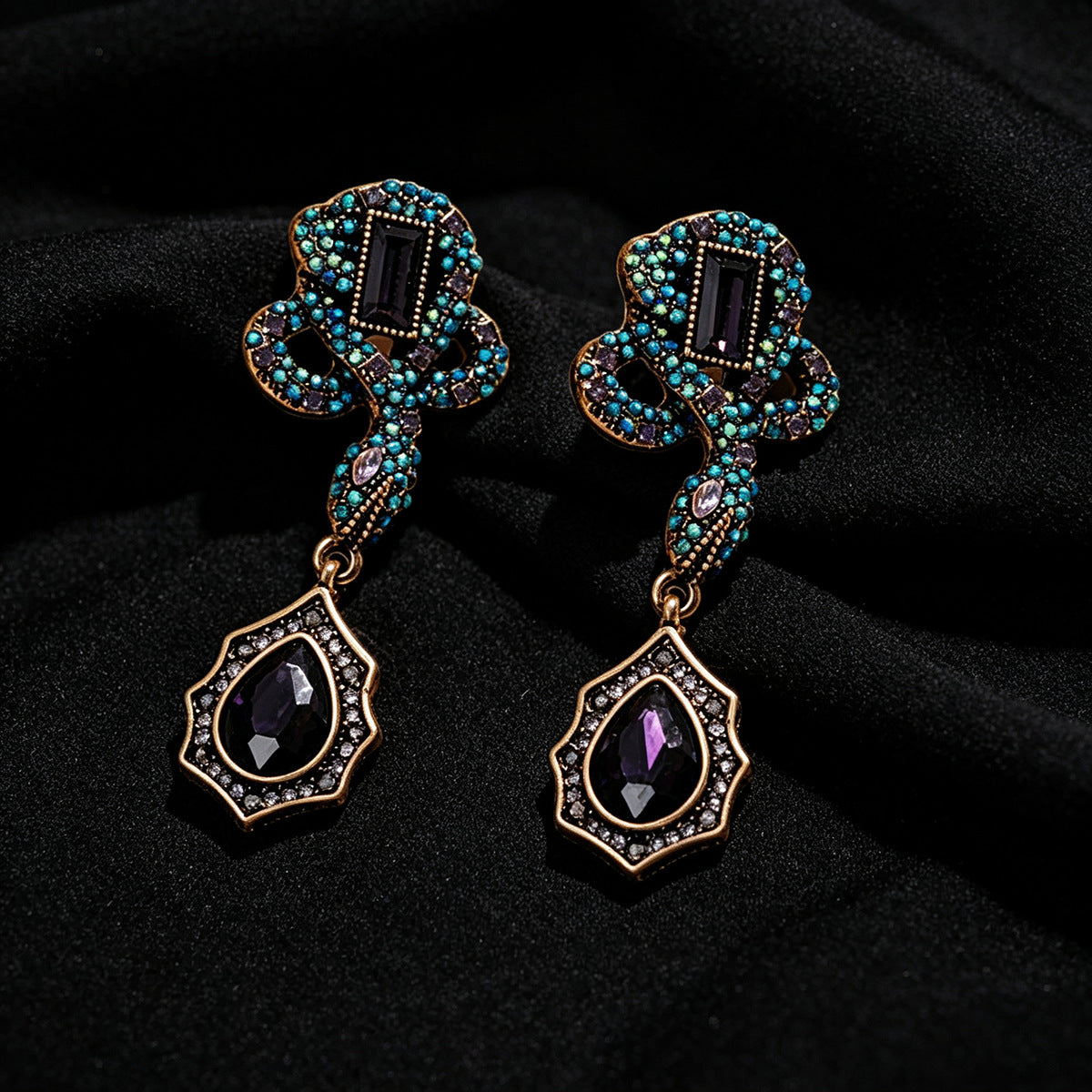New Vintage Royal Court Floral Tassel Drop Earrings, Light Luxury Niche Design Elegant Versatile Women Ear Jewelry