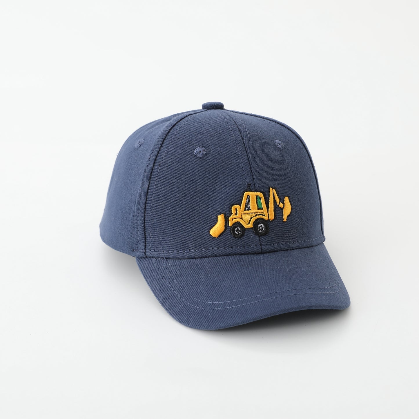 Monochrome Excavator Embroidered Korean-style Simple And Casual Children's Baseball Cap For Outdoor Activities And Shopping