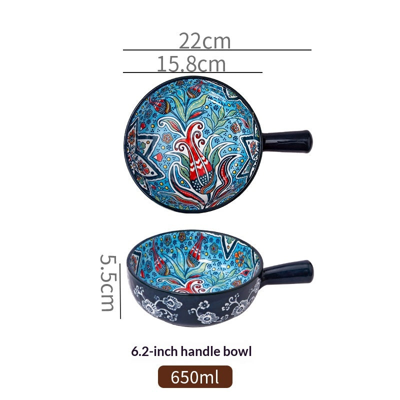 Bohemian Ceramic-handled Bowl Creative Design For Home Use