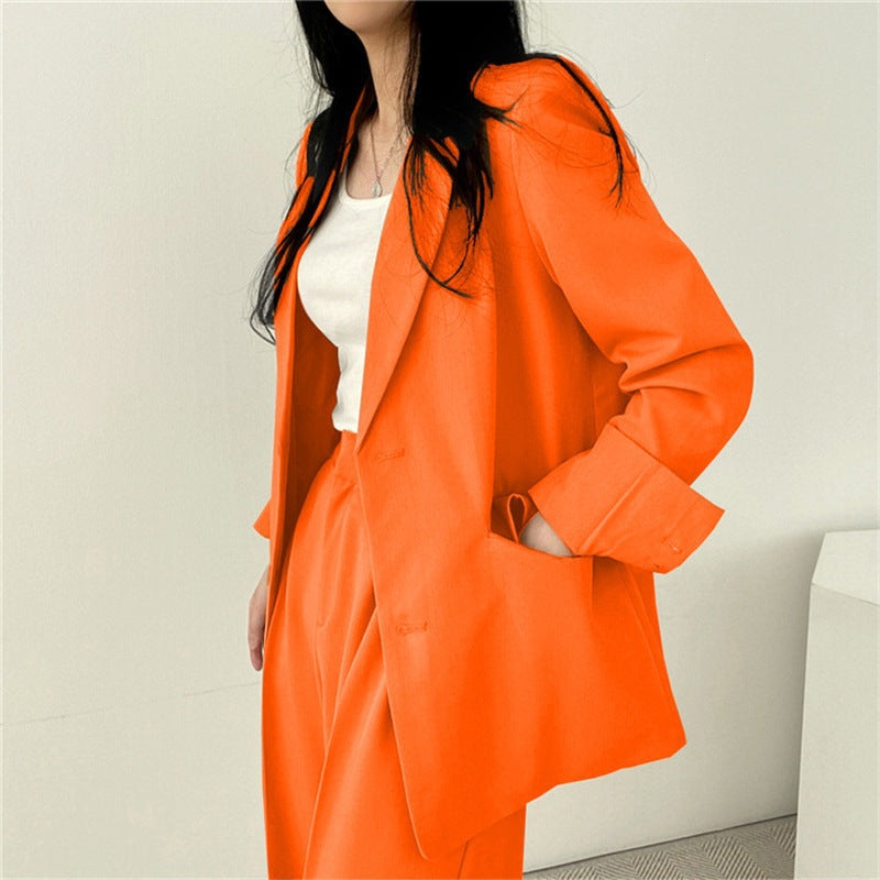 Womens Solid-color Loose-fitting Korean-style Versatile Blazer