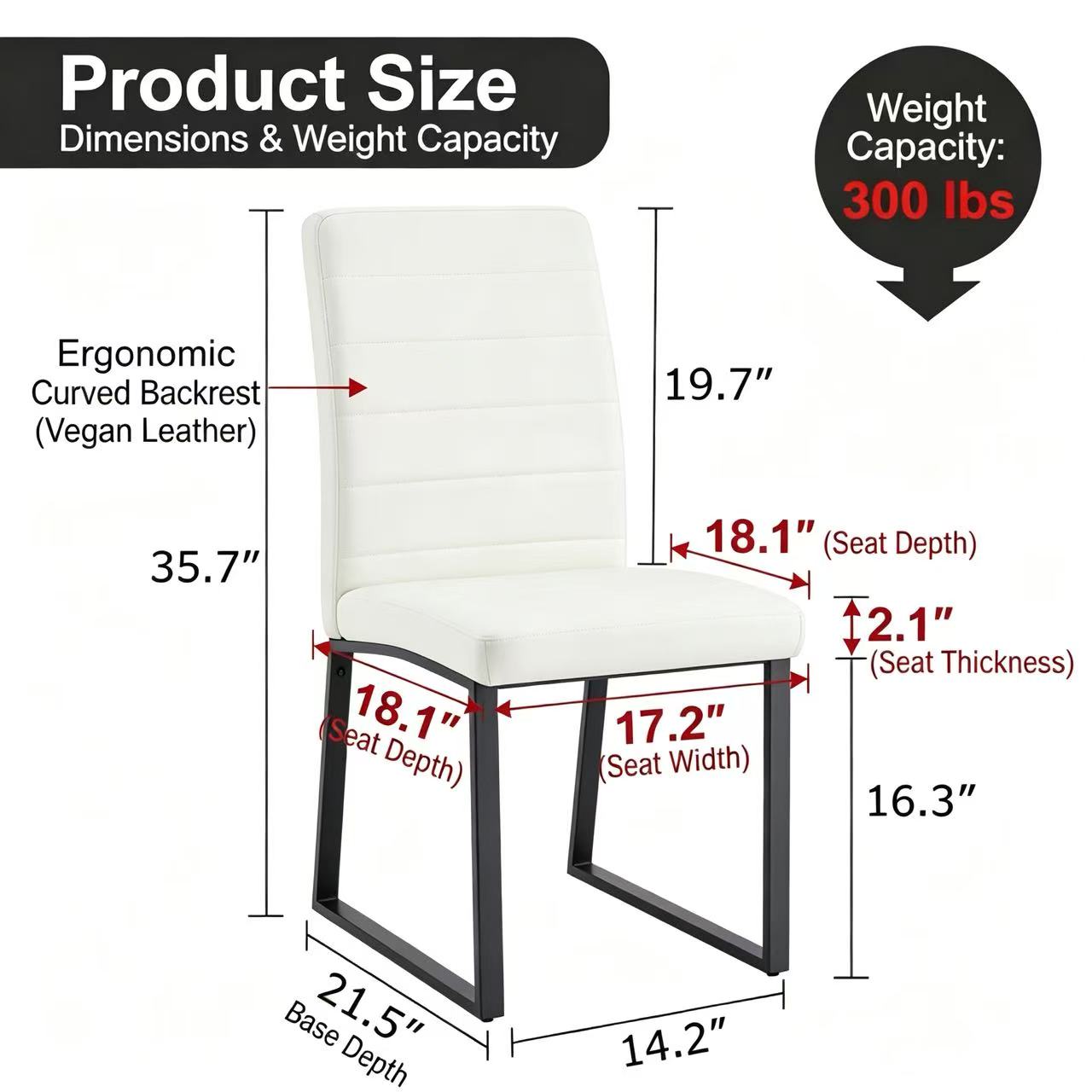 4-Pack - Premium PU Office Dining Chairs With High-density Foam, Sturdy Iron Legs  Spray Paint , Multiple Colors. Easy Assembly