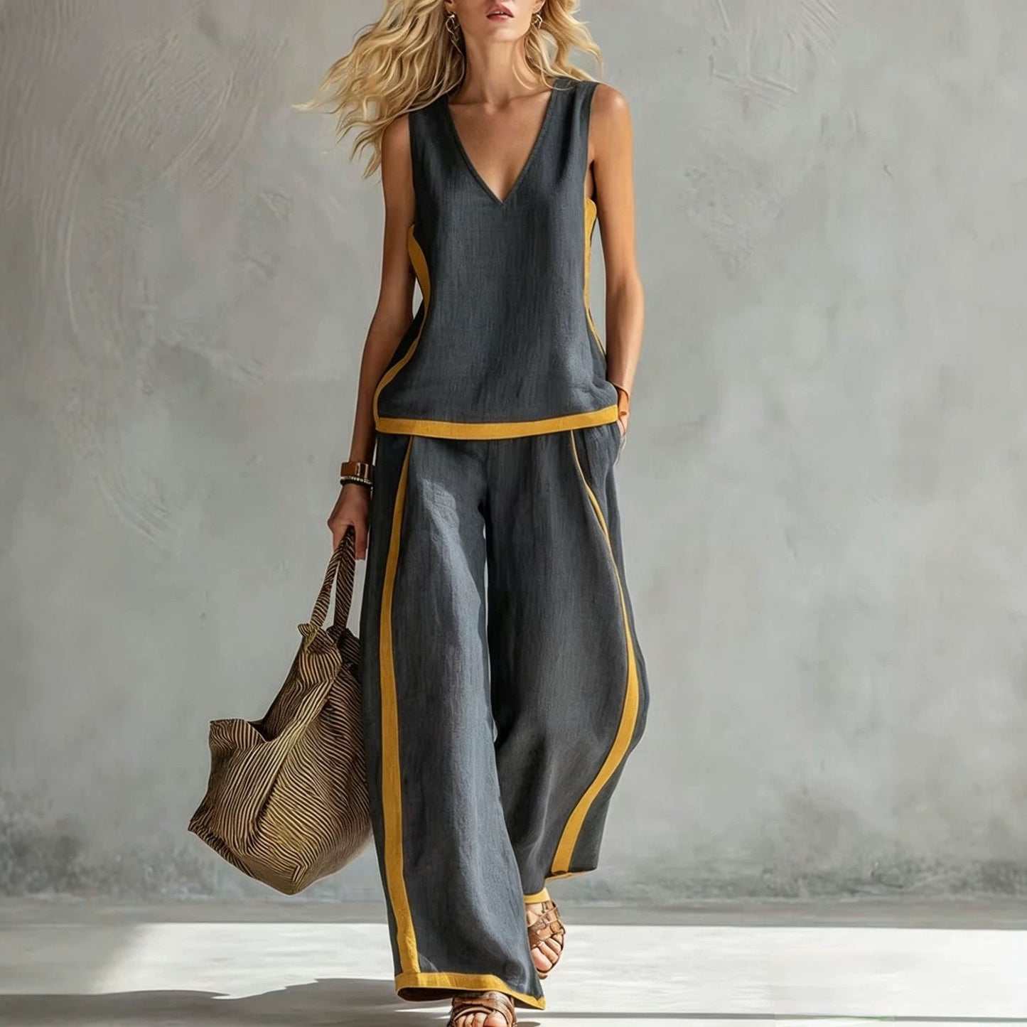 Women's Fashion Casual Wide-leg Pants Suit