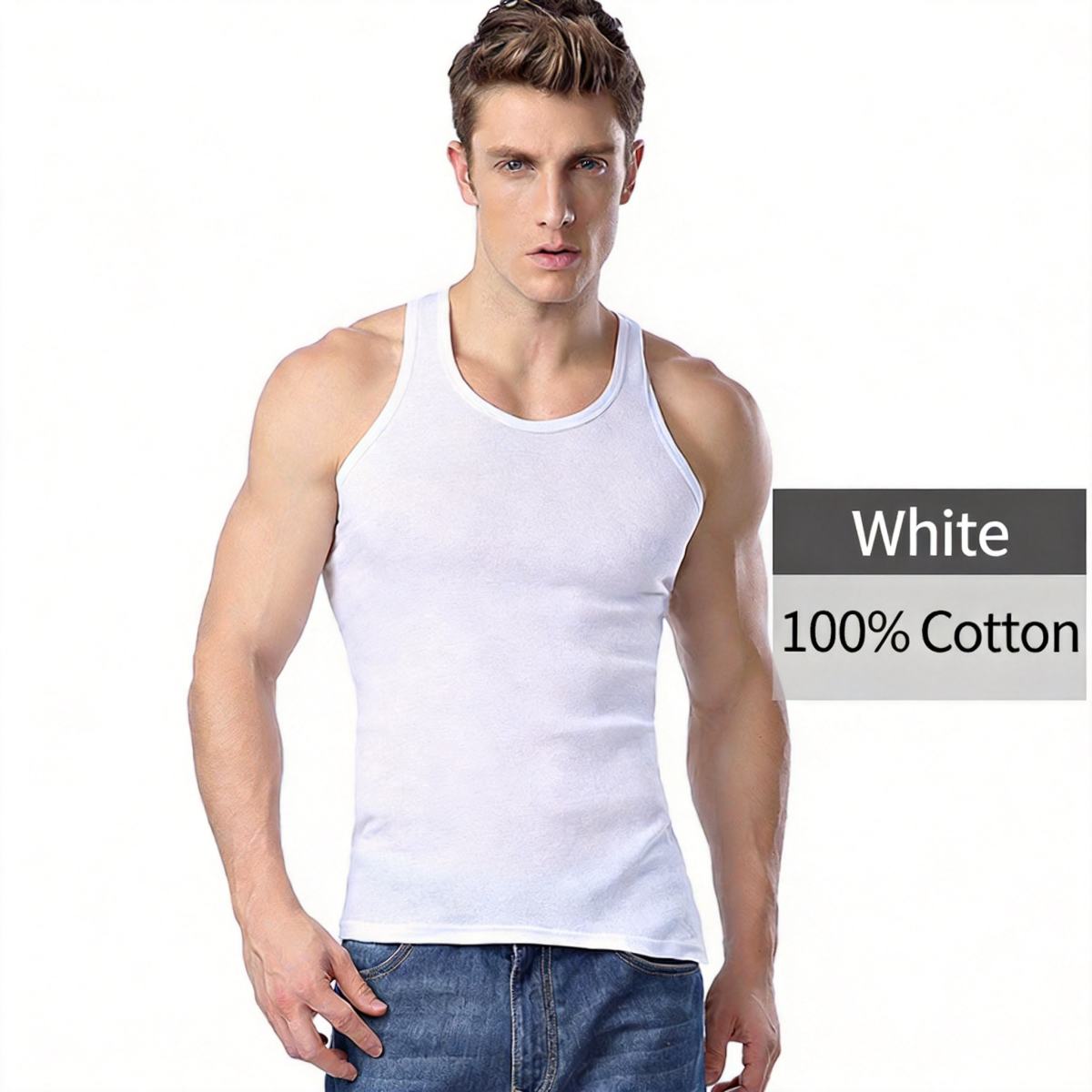 Longsha Vest Men's Summer Cotton Youth Slim Base Breathable Solid Color Men's Sports Fitness Vest Wholesale