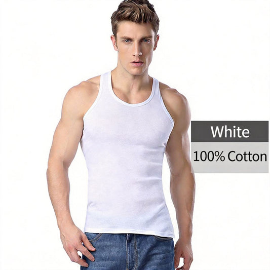 Longsha Vest Men's Summer Cotton Youth Slim Base Breathable Solid Color Men's Sports Fitness Vest Wholesale