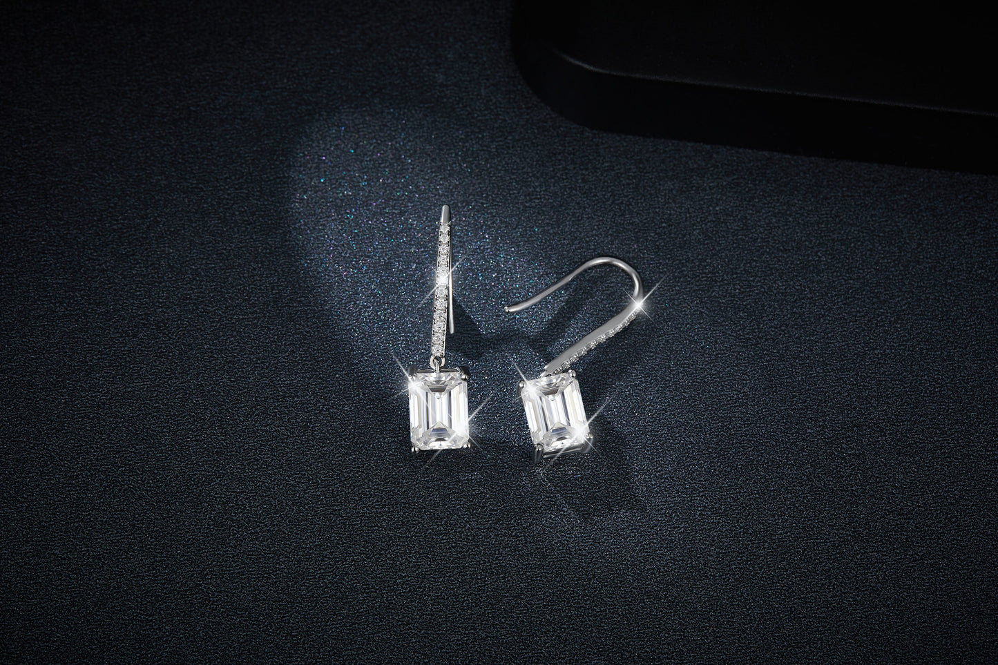 S925 Sterling Silver 6x8mm Emerald Cut Moissanite Dangle Earrings  Platinum Plated Hook Drop Earrings With GRA Certificate Elegant Jewelry Gift Box Set For Women