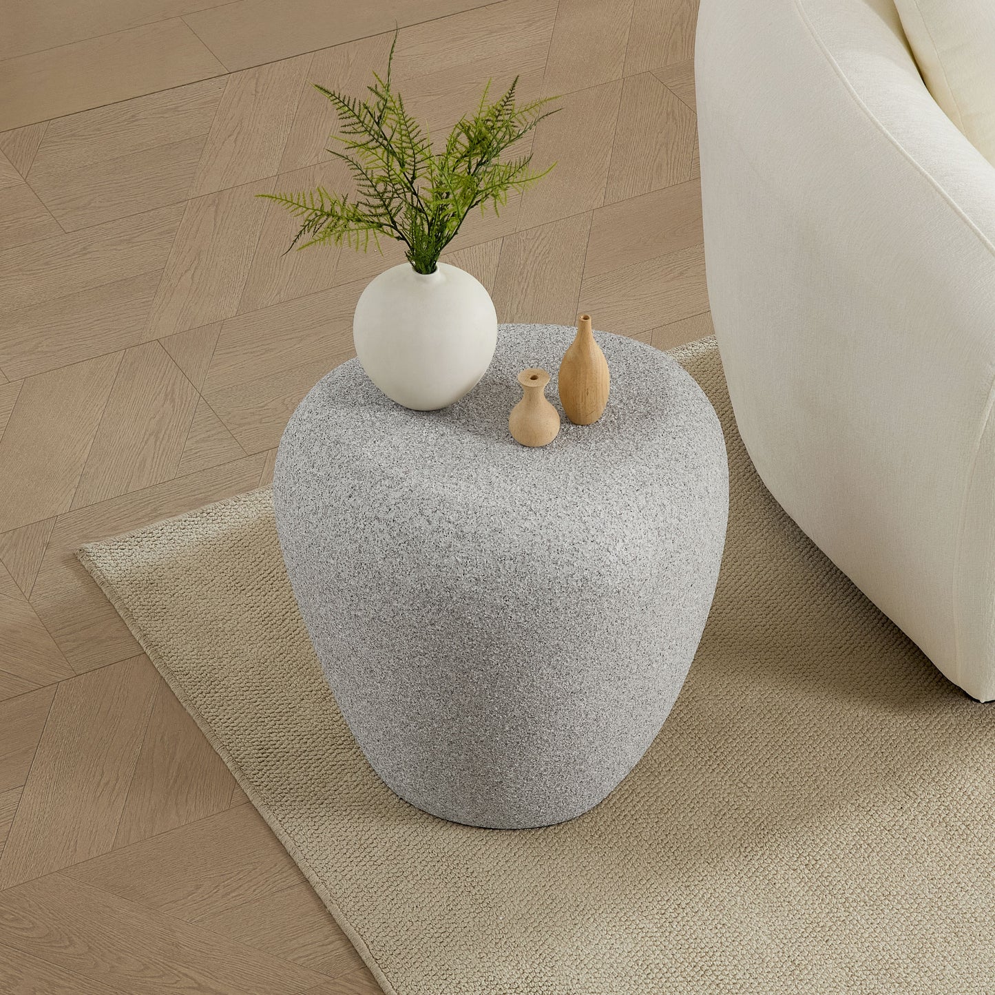 19.29 Inch Irregular Fiberglass Side Table  Durable, Scratch-Resistant & Waterproof End Table For Living Room,Apartment,Office