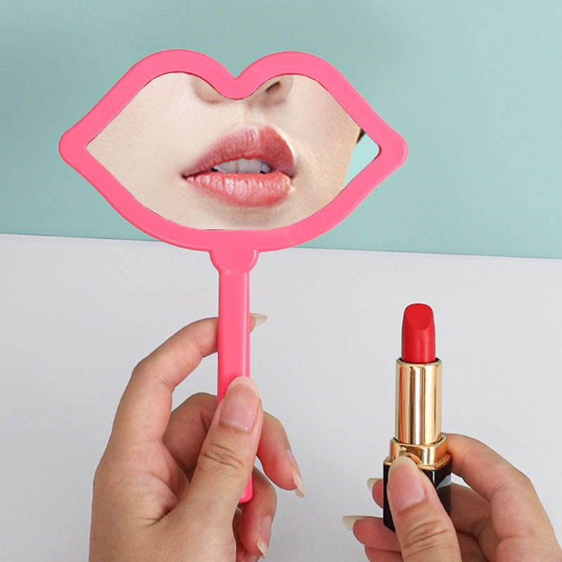 Lip Hand-held Makeup HD Portable Makeup DIY Mini Mirror