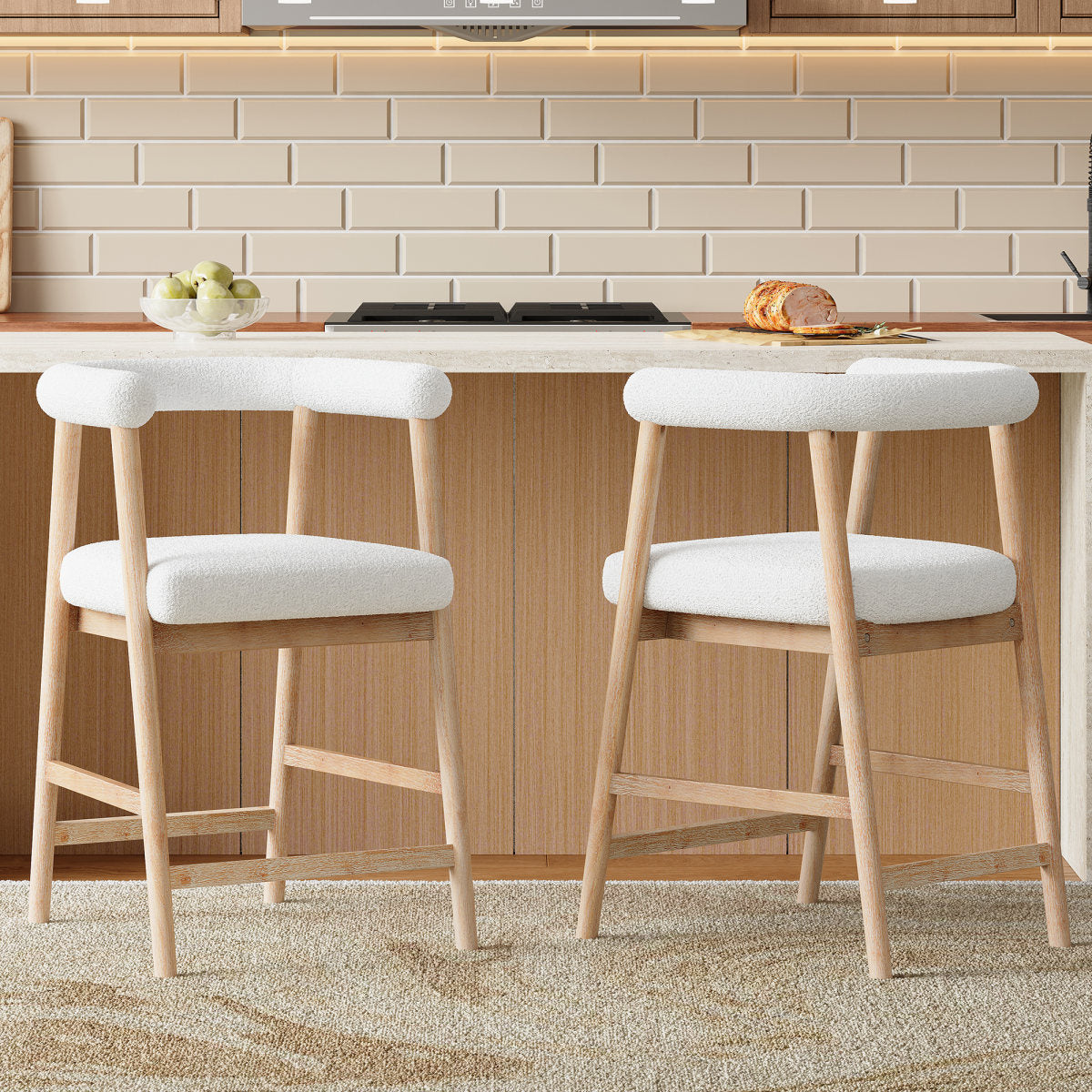 25  Seat Height  Bar Stools With Back,  Comfortable Counter Stools For Kitchen Island Dining Room, Set Of 2