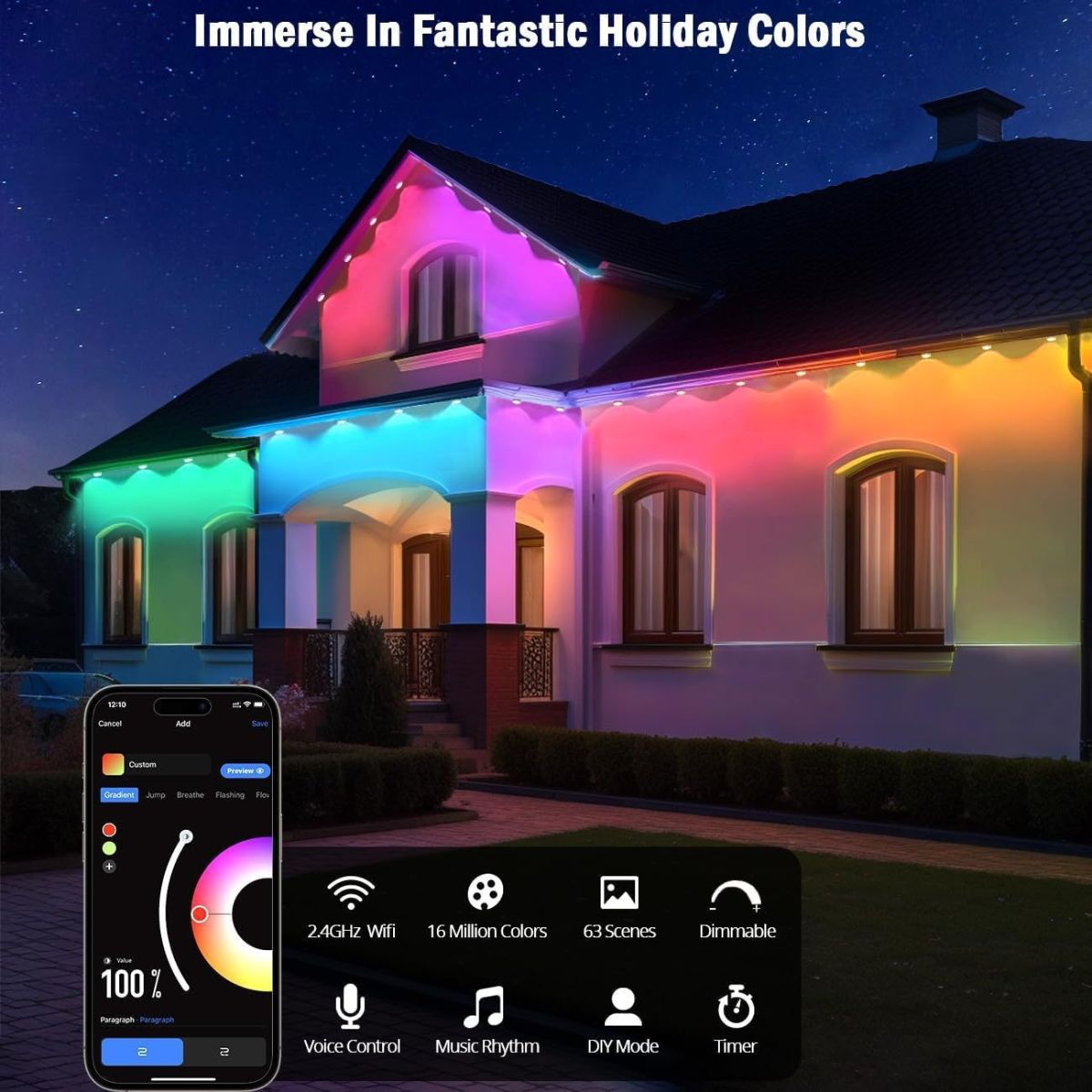 Outdoor Eave Light Smart Waterproof Color-Changing Patio