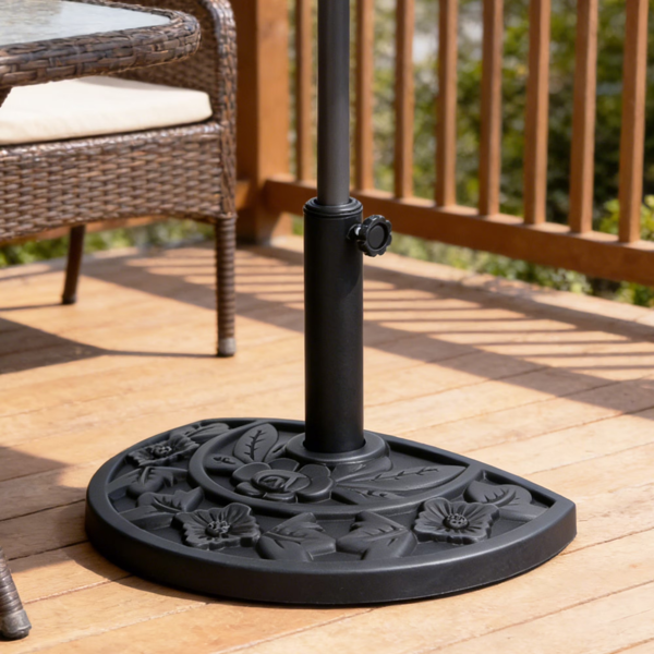 20 Lbs Black Half Round Rose Pattern Outdoor Patio Umbrella Base Umbrella Stand For Patio, Yard, Garden, Poolside  Shipment From Walmart