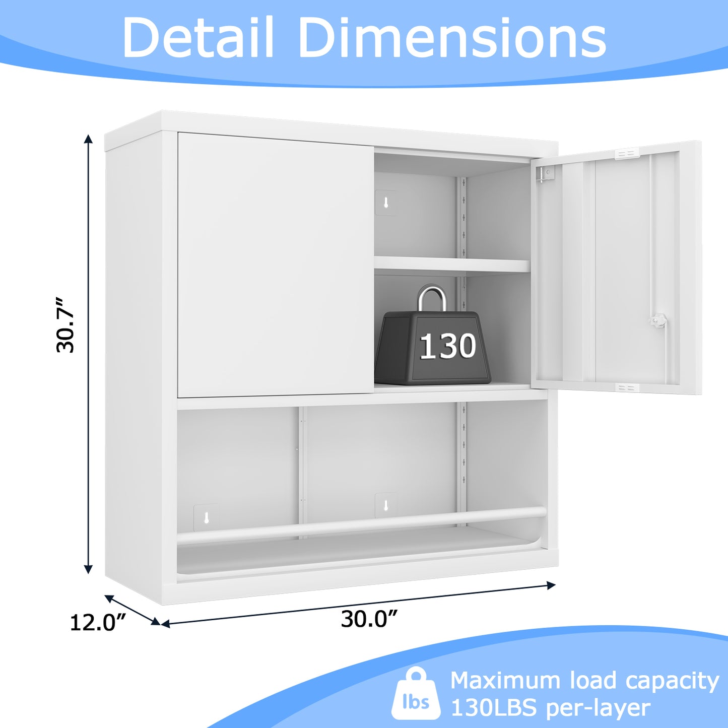 Tall 2-Door Metal Storage Cabinet With Adjustable Shelves, Steel Kitchen Pantry Cabinet For Kitchen, Living Room, Dining Room & Office