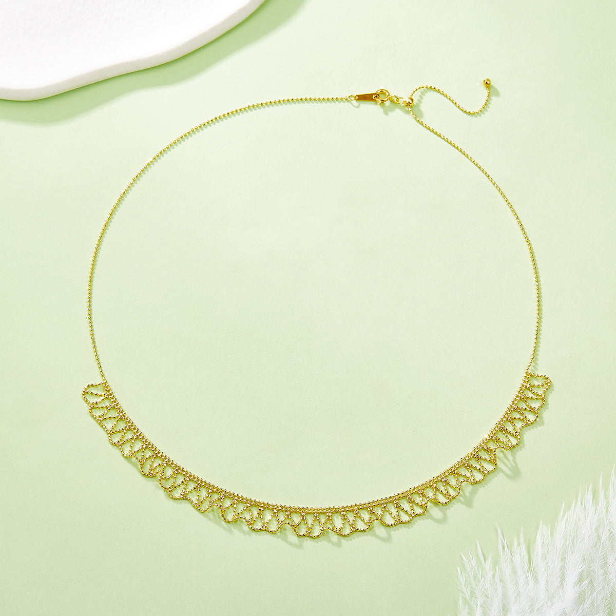 S925 Sterling Silver Lace Weave Necklace 45cm Adjustable 4.4g 9.4mm Platinum Gold Rose Gold Plated Gift Box