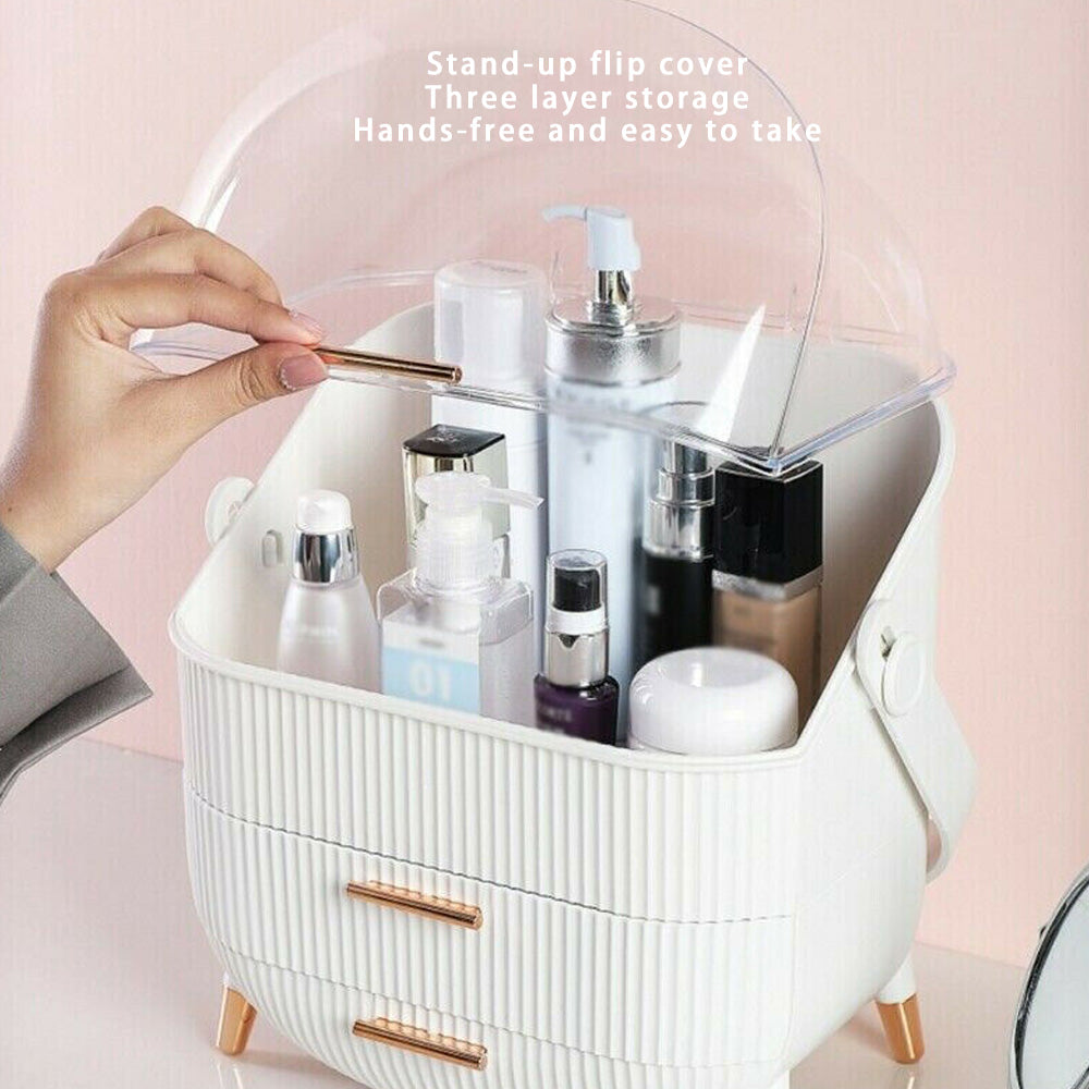 Makeup Organiser Drawer Cosmetic Carry Case Storage Box Holder Stand Lightweight Dustproof Cosmetic Storage Case Makeup Organizer Display Make Up Jewellery Box
