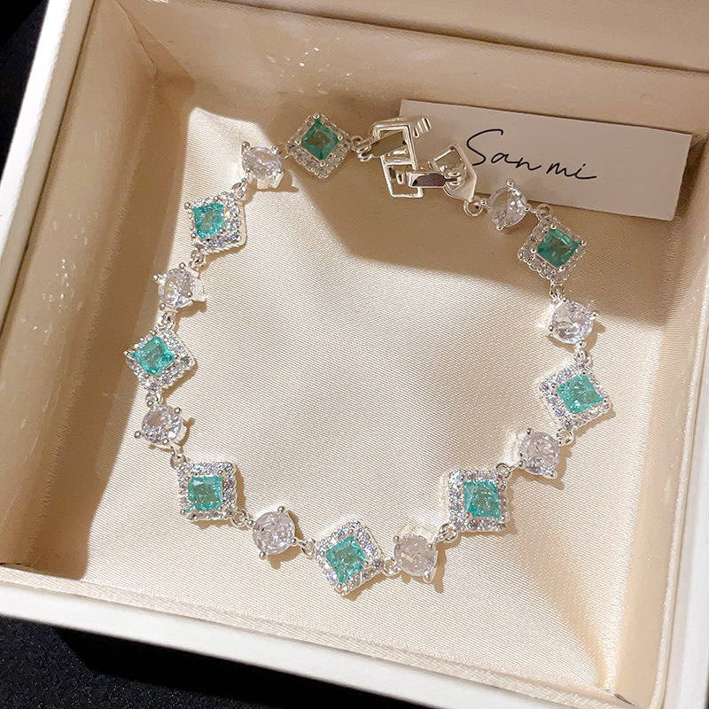 Ins Style Diamond-shaped Zirconia Bracelet  Gift Box Included Bangle Perfect Present