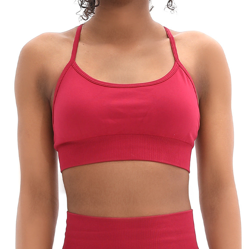 New Seamless Cross Beauty Back And Push Up Spaghetti Strap Camisole Bra