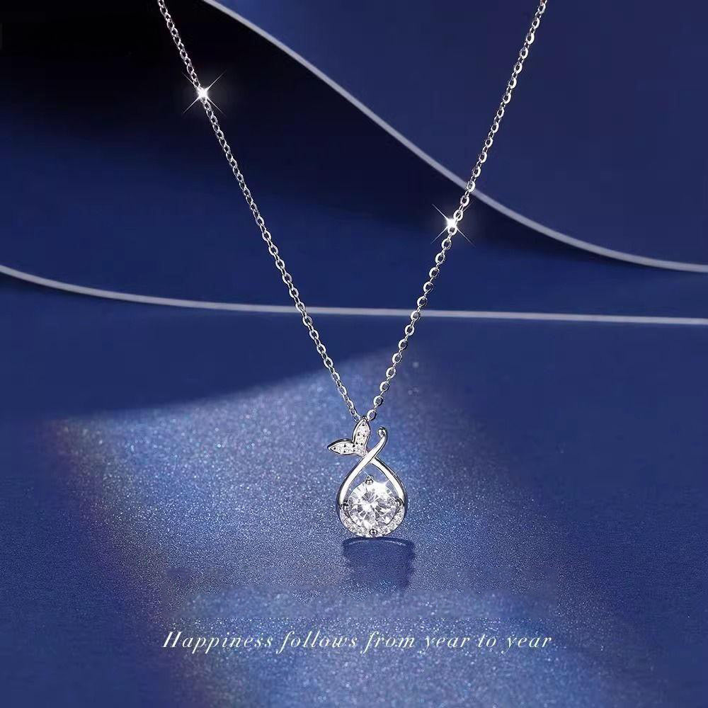 1pcs 999 Sterling Silver Round Zircon Mermaid Necklace, Dainty Luxury Style, Ideal For Birthday & Holiday Gifts
