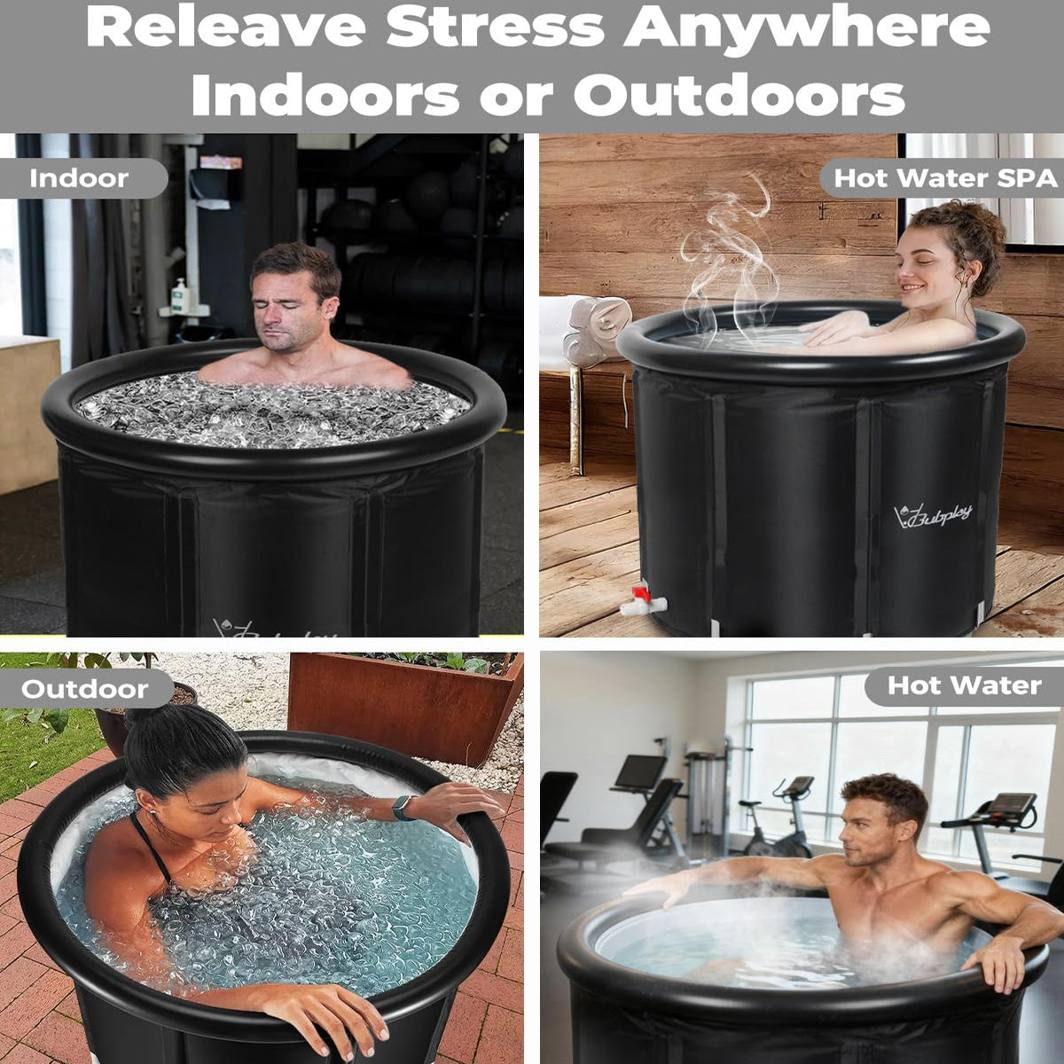 105 Gallons Ice Bath Cold Plunge Tub With Cover For Indoor Outdoor For Recovery, Cold Water Therapy, Athletes