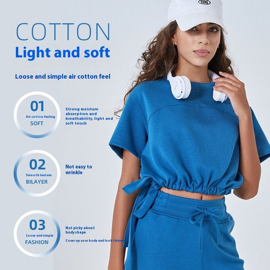 Summer New Air Layer Rayon Yoga Clothes Shorts Suit