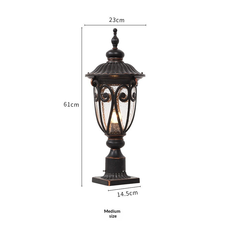 European-style Outdoor Column Head Lamp, Waterproof Courtyard Light For Landscaping