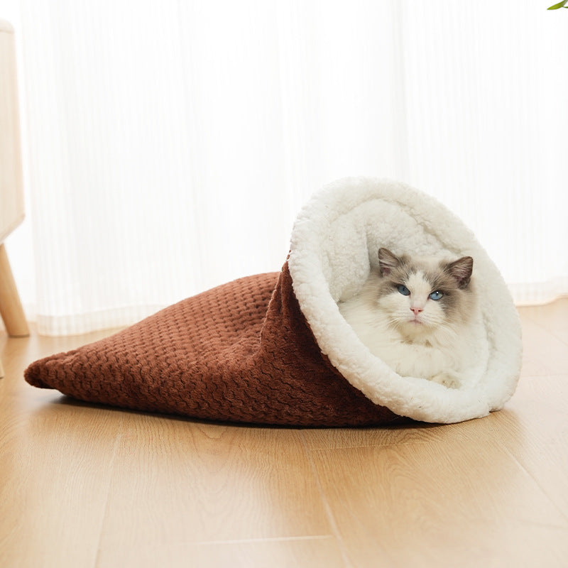 Pet Bed Winter Fleece-Lined Warm Cat Bed