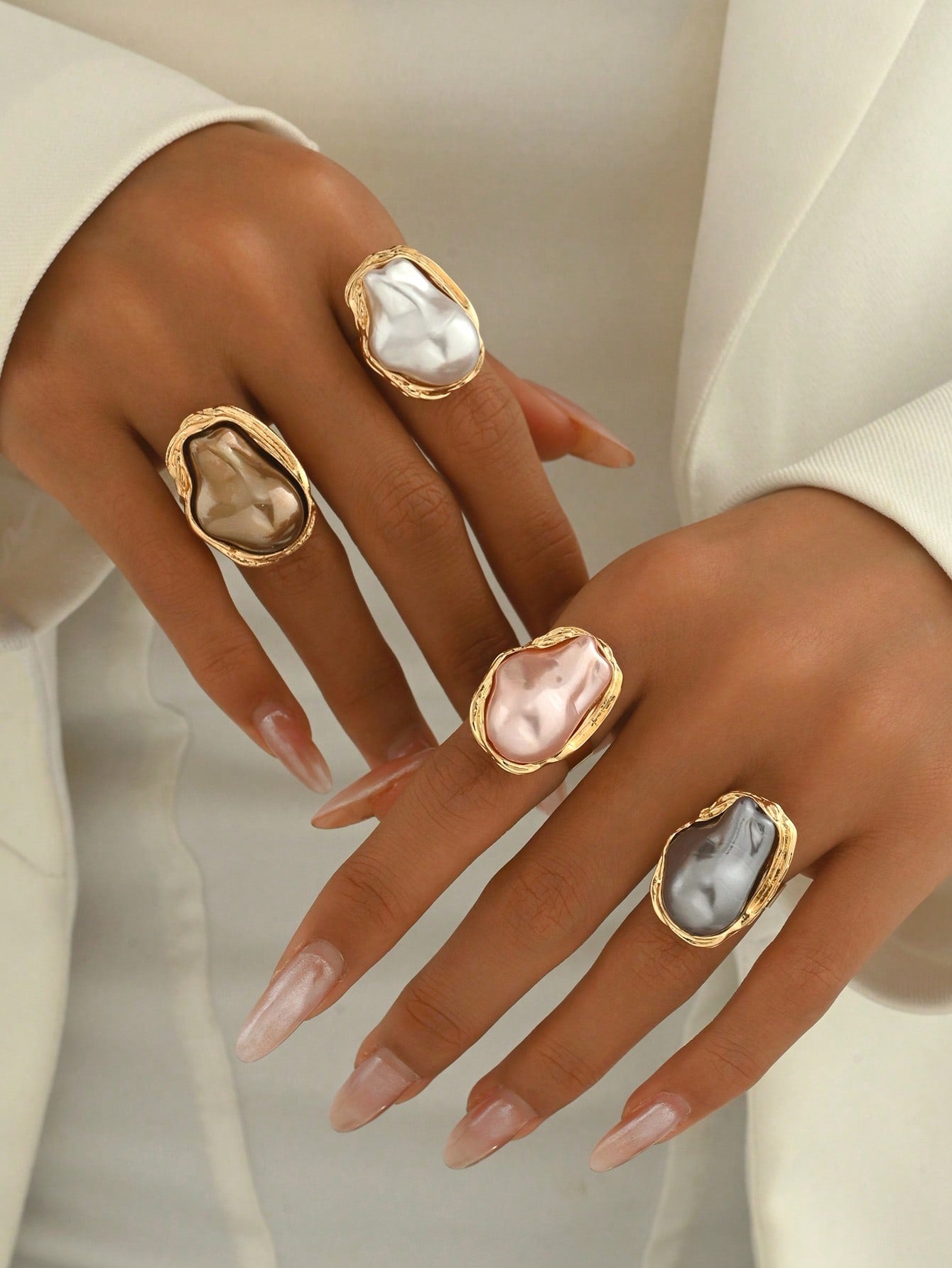 Vacation Style Starfish & Seashell Jewelry Set Irregular Pearl Ring Earrings Ins Style Accessories