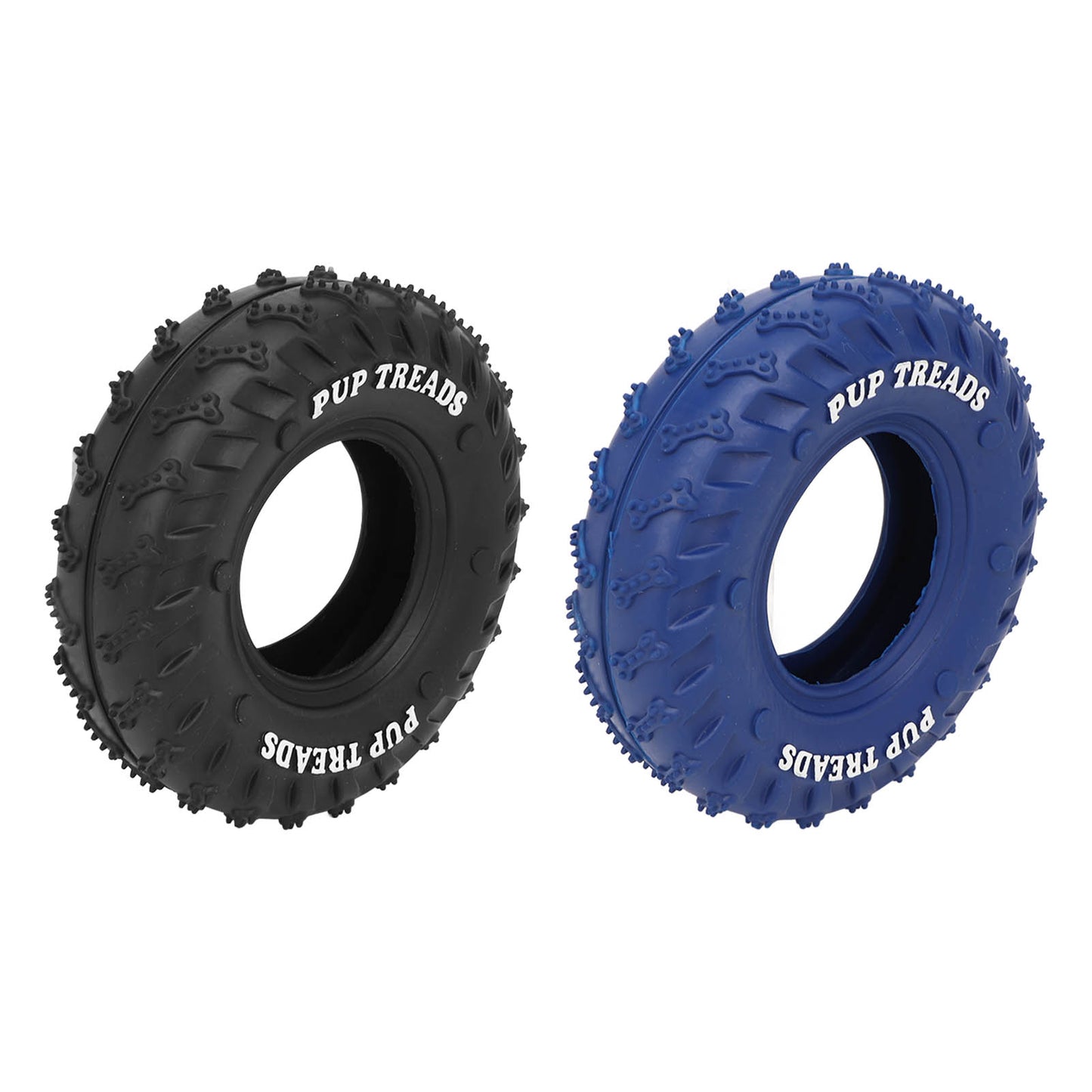 2Pcs Blue Black Rubber Tire Dog Chew Toy Safe Tire Shape Rubber Pet Chew Toy For Medium Large Dogs
