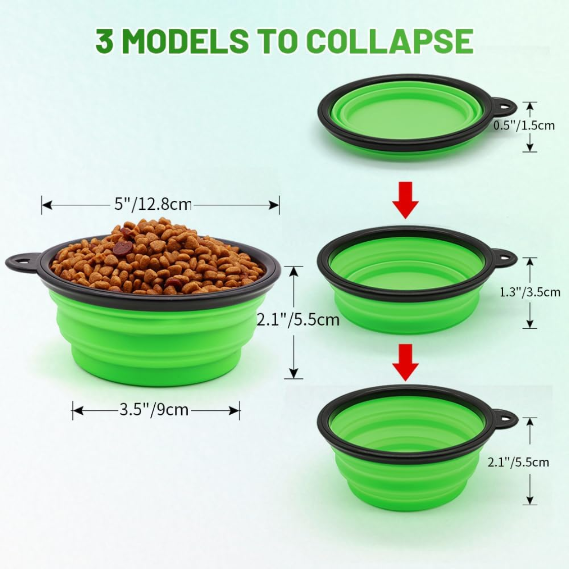 Dog Bowl Pet Collapsible Bowls, 2 Pack For Cats Dogs, Portable Pet Feeding Watering Dish For Walking Parking Traveling With 2 Carabiners