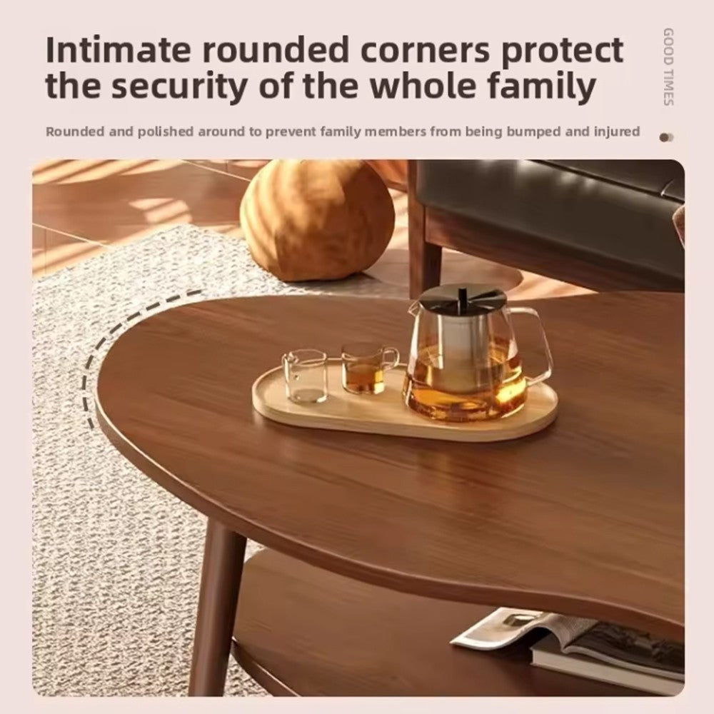 2 Layer Coffee Table Cloud Tea Table Modern Living Room Desk W Storage Shelf