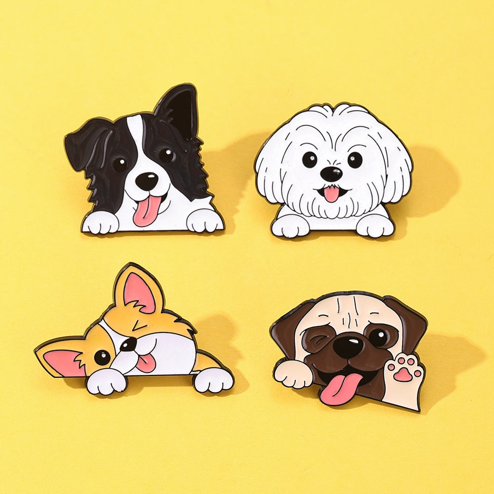 Cute Corgi And Border Collie Pet Dog Brooch