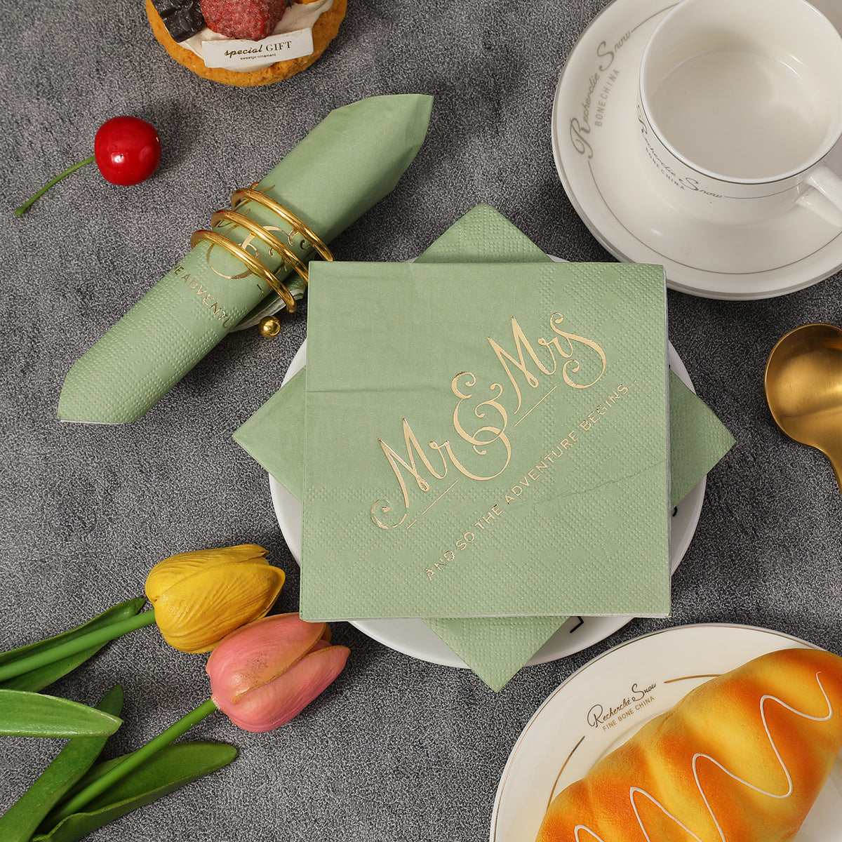 Customized Square Home Napkin Hotel Hot Stamping Napkin Party Special Props Small Packaging Napkin