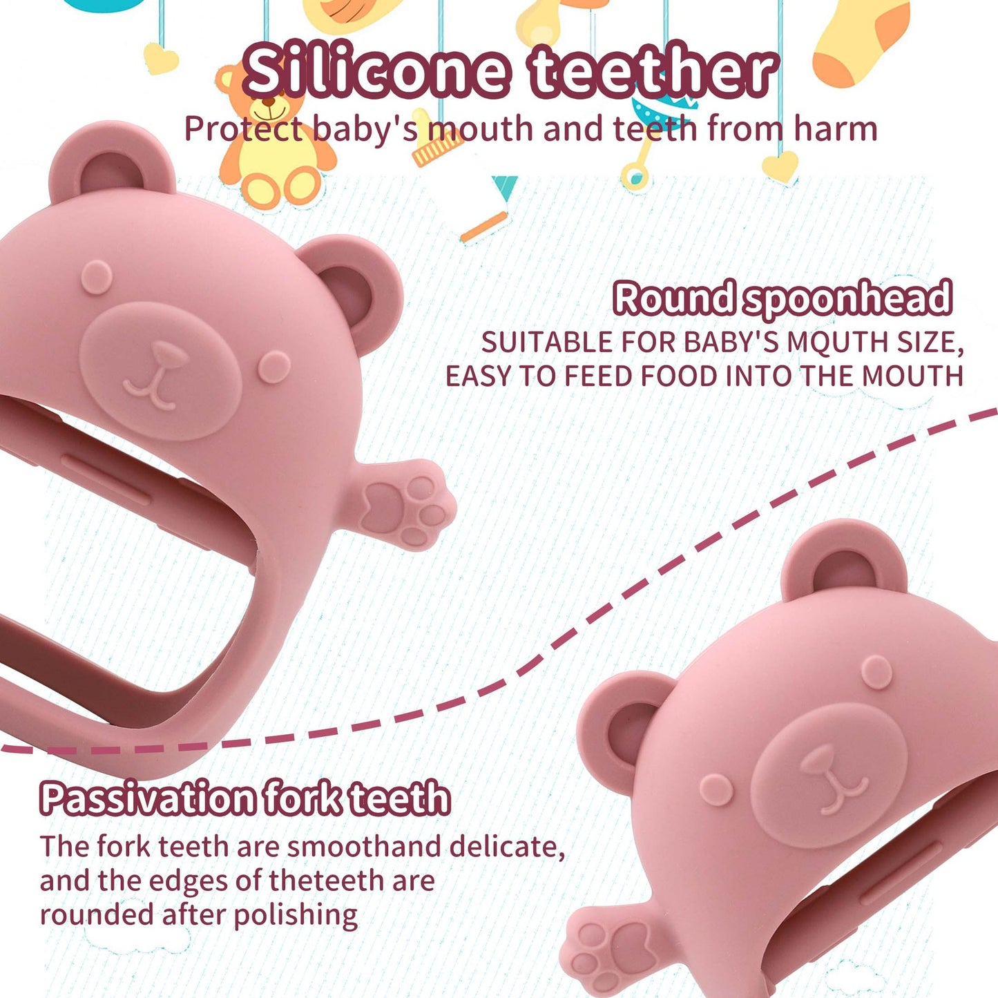 Personalized Food-Grade Silicone Baby Teether Toy