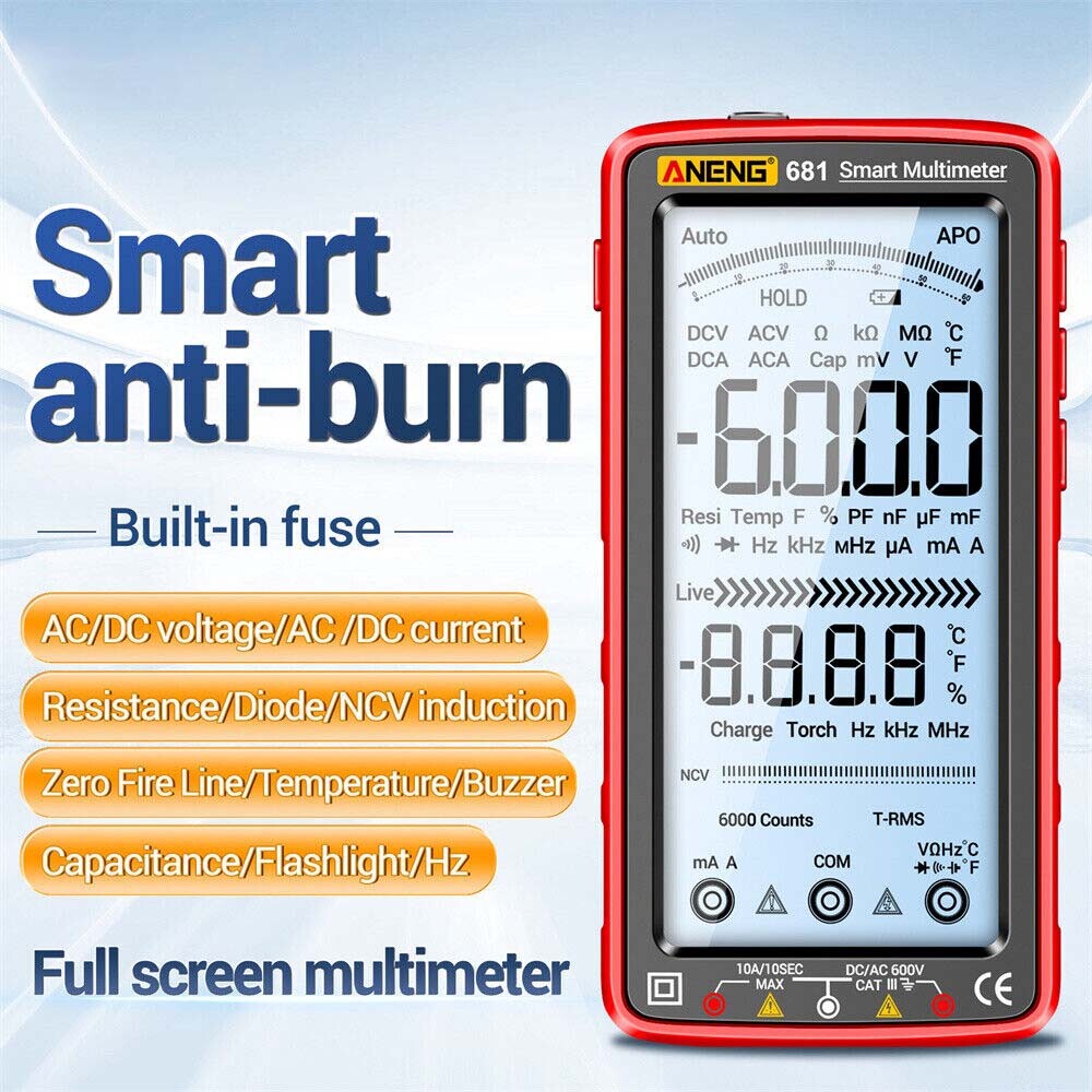 Smart LCD Digital Multimeter 6000 Counts AC DC Voltage Tester Resistance Meter