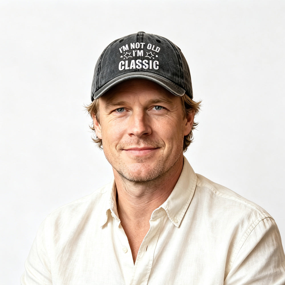 I'm Not Old I'm Classic Baseball Cap, Vintage Washed Cotton Embroidered Hat, Funny Retirement Gifts For Men Women